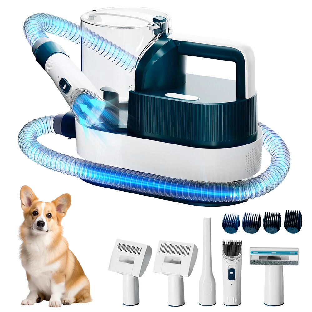 PETEMPO 5 IN 1 Pet Grooming Vacuum Kit, 2.5L Pet Vacuum with 9 Clipper Trimmer Dogs/Cats (image for) PETEMPO 5 IN 1 Pet Grooming Vacuum Kit, 2.5L Pet Vacuum with 9 Clipper Trimmer Dogs/Cats